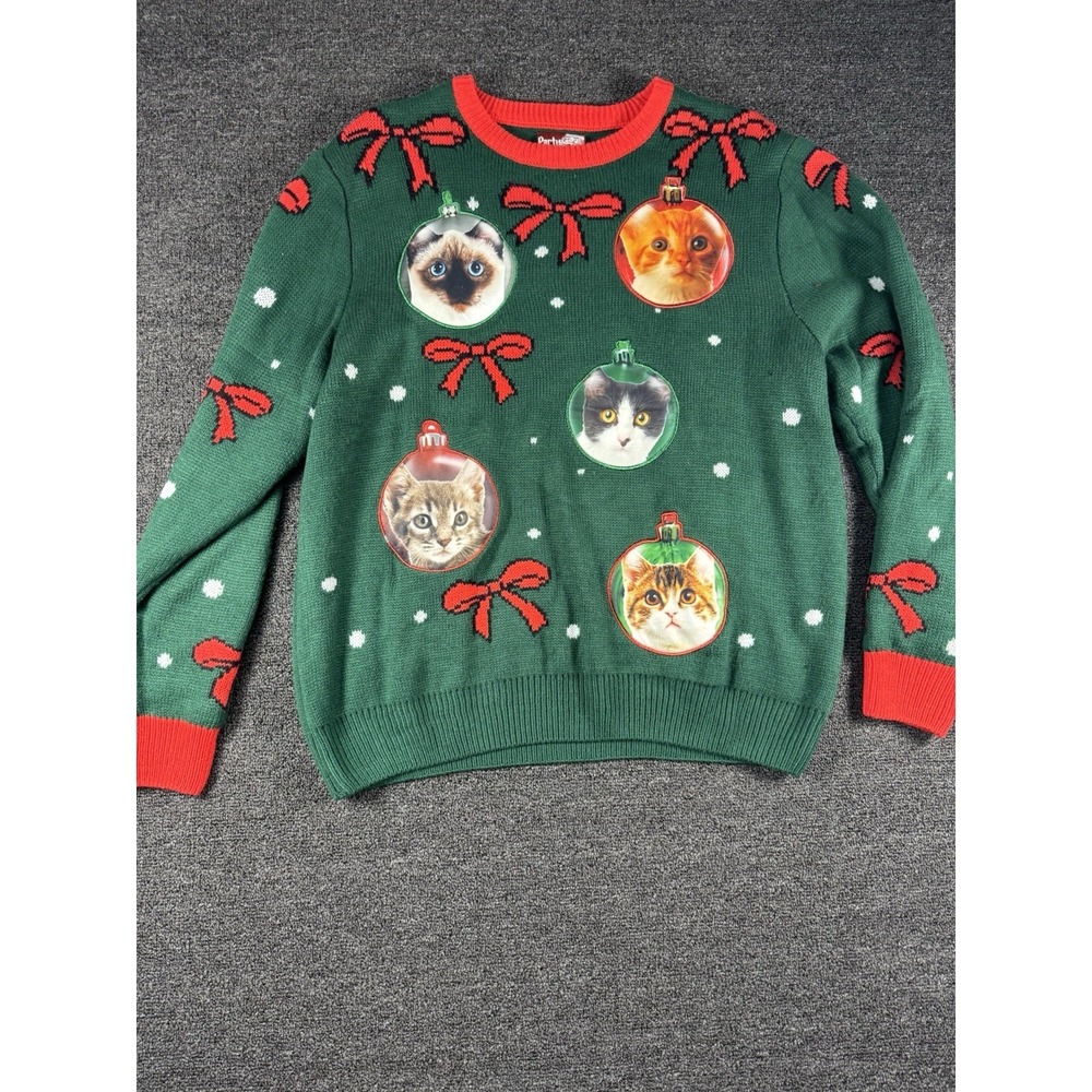 Men's Ugly Christmas Cat Sweater Size XL